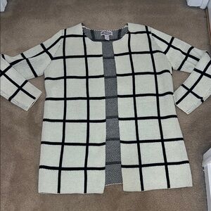 Women's Black and White Checkered Cardigan Sweater
